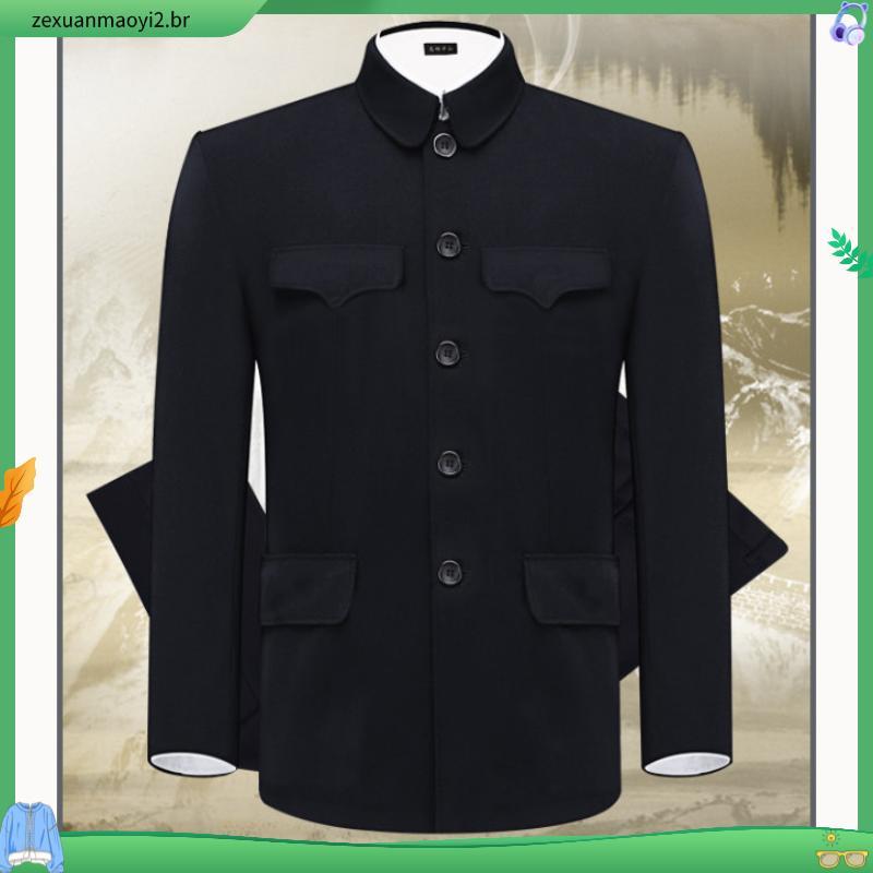 Zhongshan roupas masculinas idosas terno pai roupas primavera outono topo vovô meia-idade idosos masculino de meia-idade