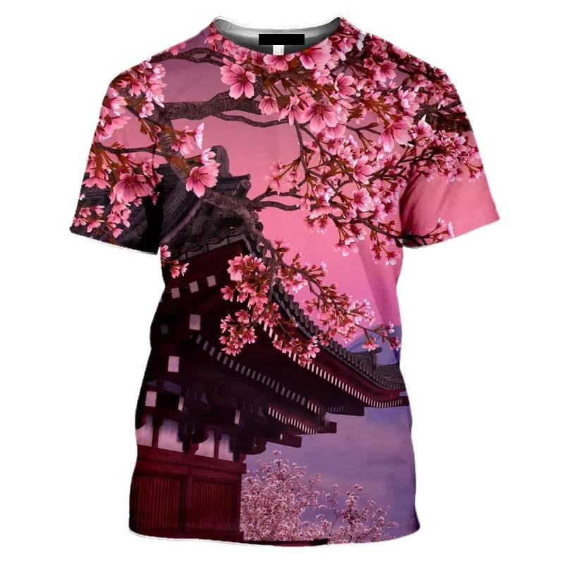 Camiseta Infantil de Gola Redonda com Estampa Gráfica 3D de Flor para Brincadeiras, Encontros e Atividades de Verão ao A