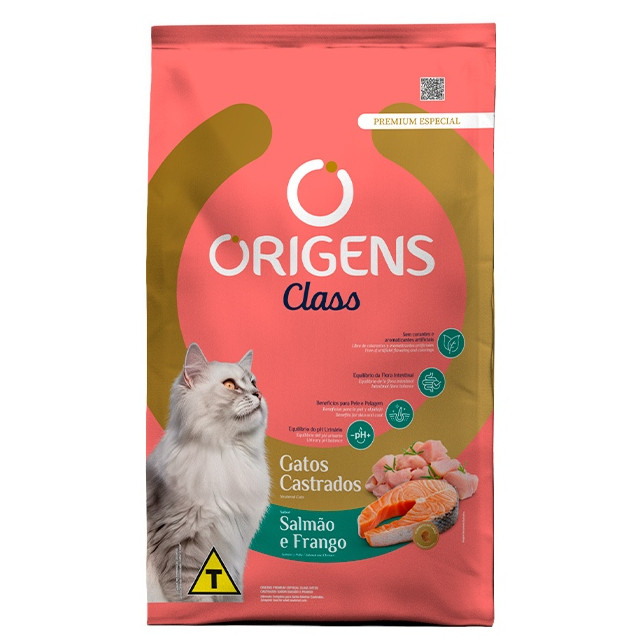 Ração Origens Class Gatos Castrados 10,1kg - Salmão e Frango