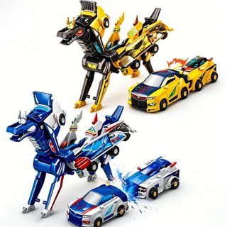 Brinquedo Carrinho Robô Dragão Transformável Colisão Magnética Automático 2 em 1 Presente Menino