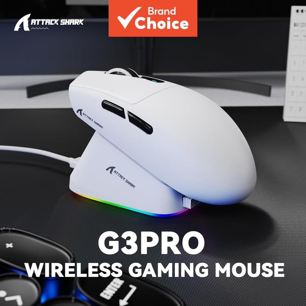 Mouse Gamer Sem Fio ATTACK SHARK G3 Pro Tri-Modo 2.4G/Bluetooth/USB-C PAW3311 25000DPI para Jogos e Escritório