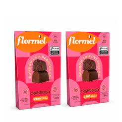 Kit 2 Bombom de Chocolate ao leite com Cranberry Zero Açúcar - Pouch com 60g.