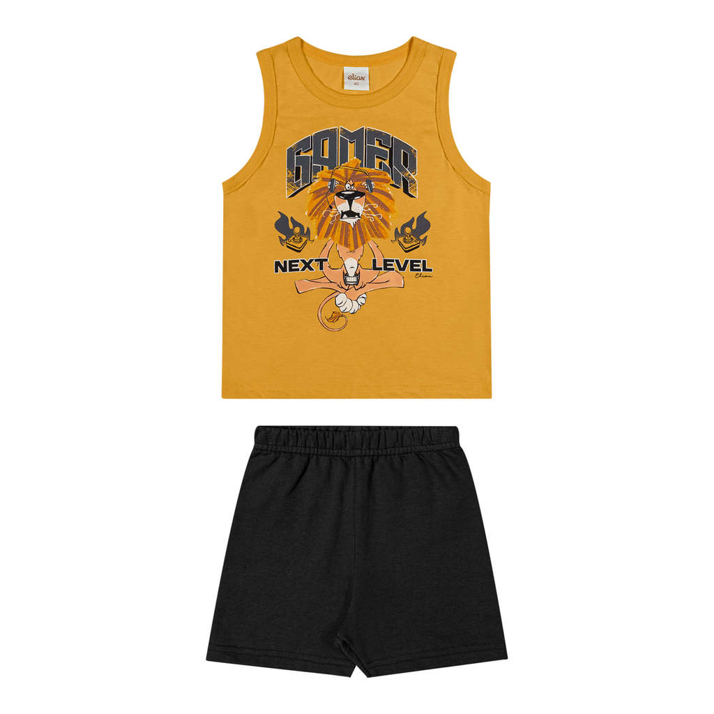 Conjunto Infantil Menino Regata Estampada Elian Amarelo