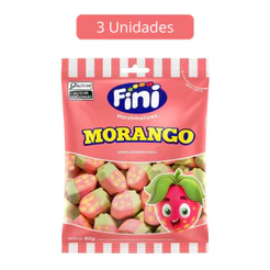 Kit 3 Pacotes de Marshmallow Sabor Morango 80g Fini