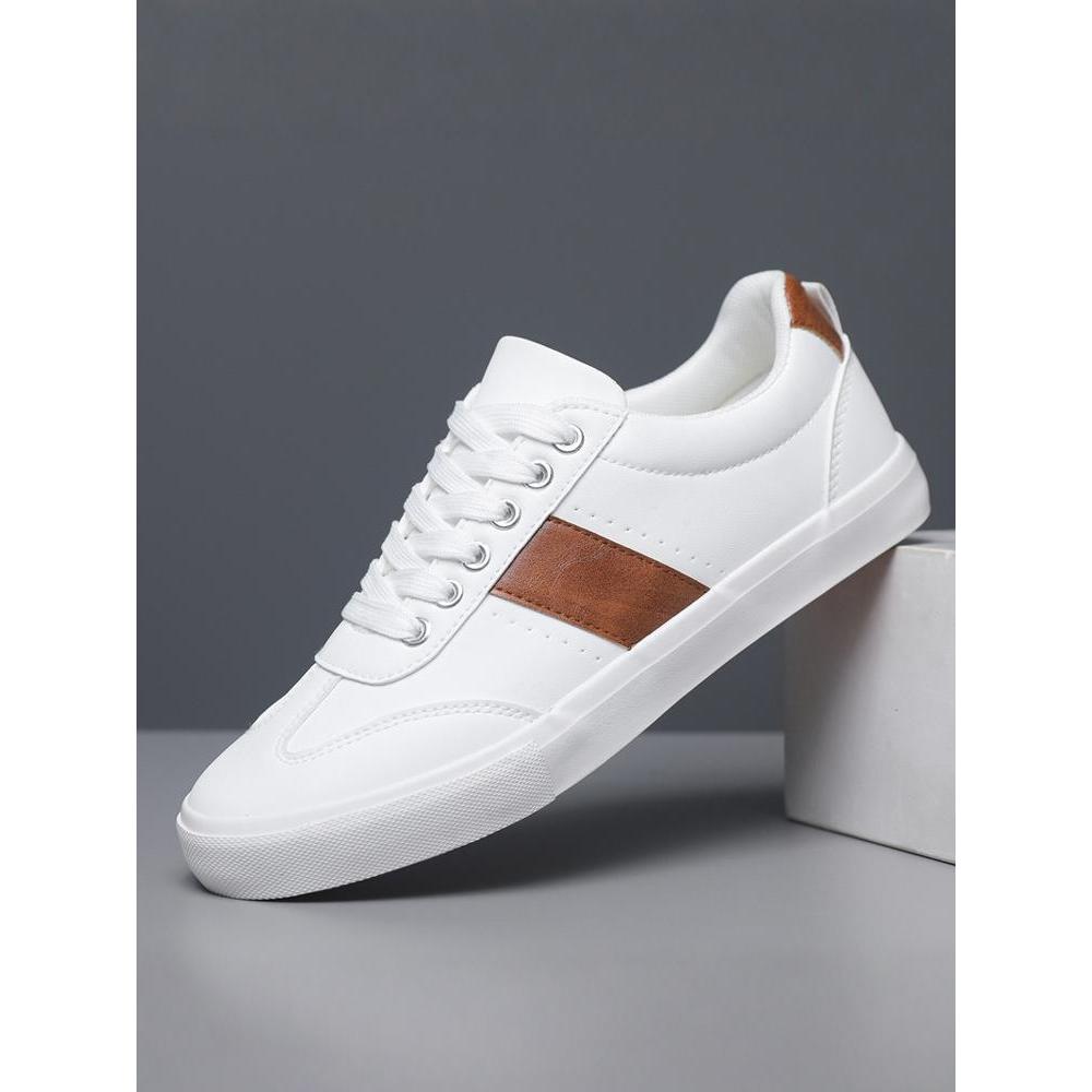 Sapatos masculinos 2026 novos sapatos casuais contraste cor tênis masculinos sapatos brancos de couro de negócios sapato
