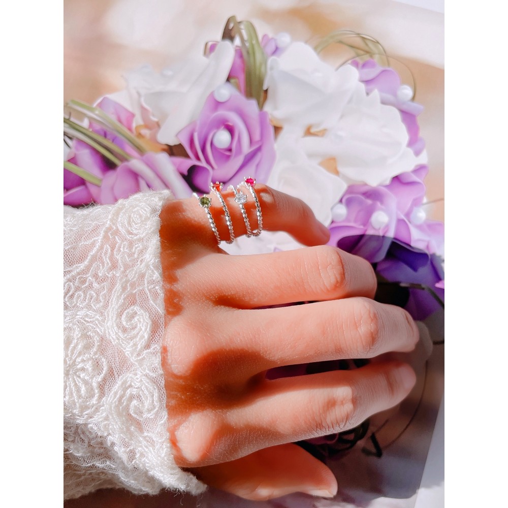 925 prata esterlina luz luxo High-End doce zircão único diamante cauda anel simples torção rosa dedo anel temperamento m