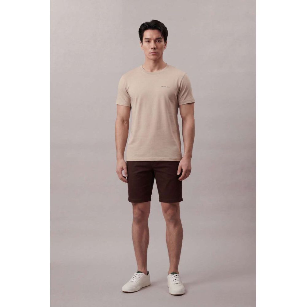 Camiseta Manga Curta Calvin Klein Jeans Masculino Logo Basico Peito - Caqui Claro