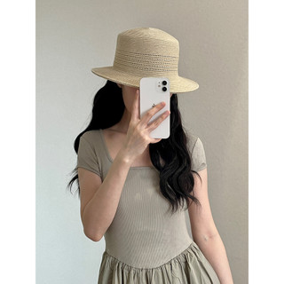 Minimalista High-End sentimento imitação de linho aba pequena chapéu de palha feminino primavera verão elegante Retro ch