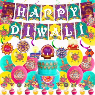 Linha lanterna festival festa decoração indiano dez mil lanterna festival Diwali puxar bandeira bolo inserir cartão
