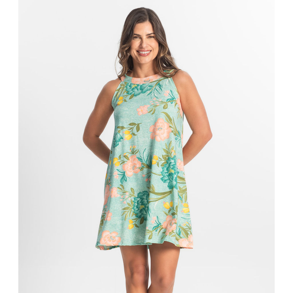 Vestido Curto Feminino Em Liganete Select Verde