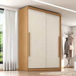 Guarda Roupa Solteiro Splendido 100% MDF 2 Portas de Correr 3 Gavetas Marrom/Cinamomo/Areia Cinamomo/Areia