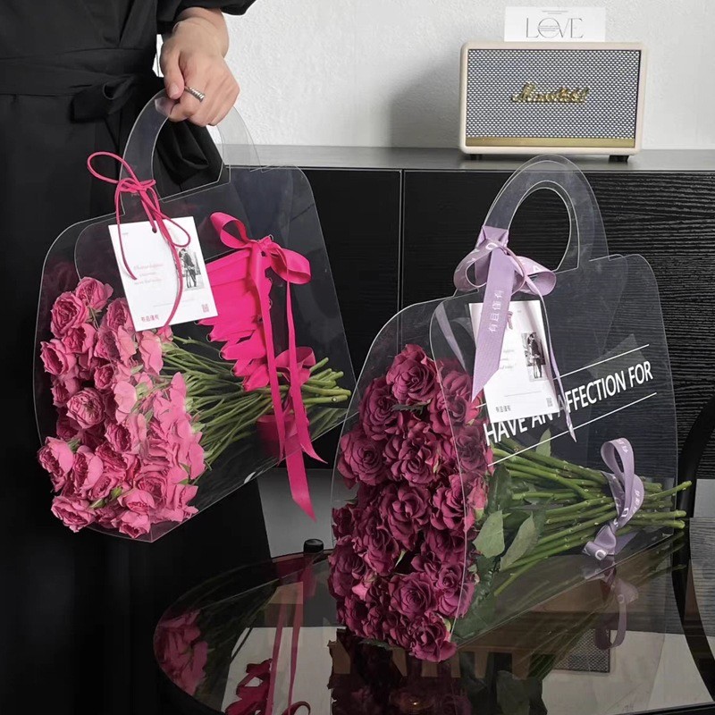 Ins influenciador flores portátil saco de flores transparente simples 520 lote presente saco buquê saco de embalagem de 