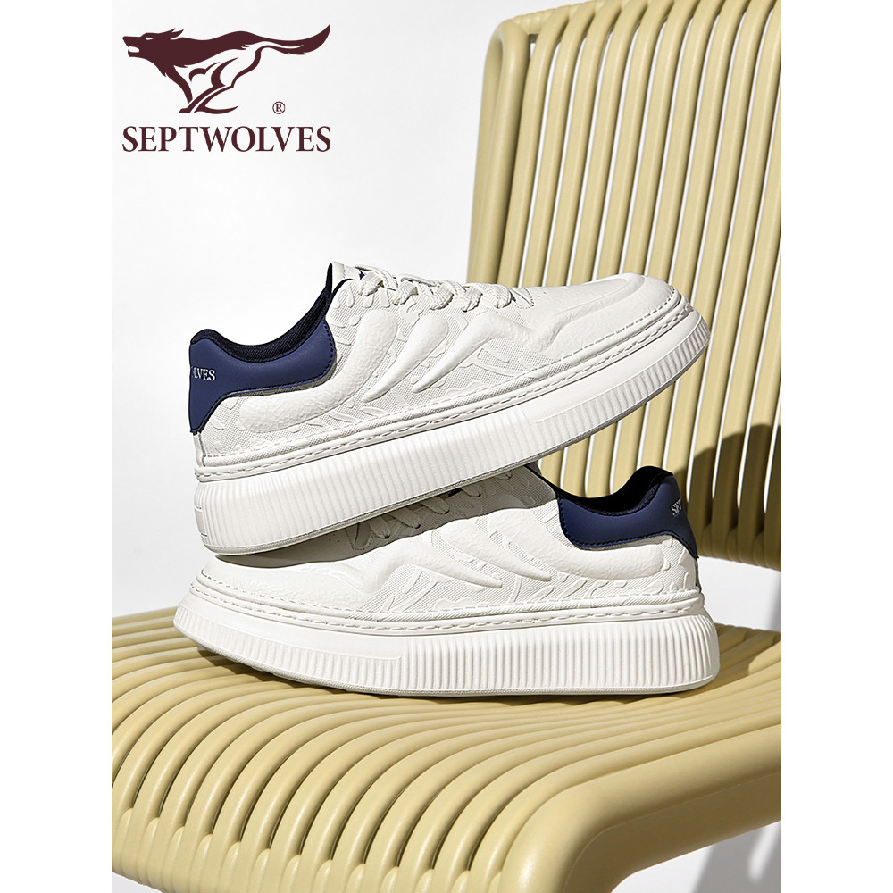 Sete lobos All-Match sapatos masculinos aumentando verão tênis masculinos na moda sapatos de couro casuais sapatos branc