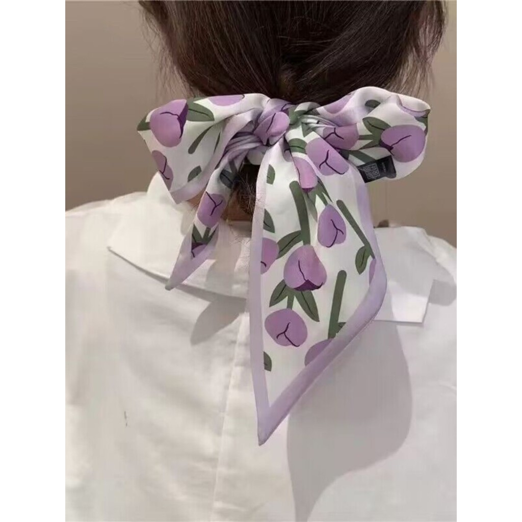 Novo estilo versão coreana tira longa estreita pequeno lenço de seda temperamento literário Streamer cachecol moda banda