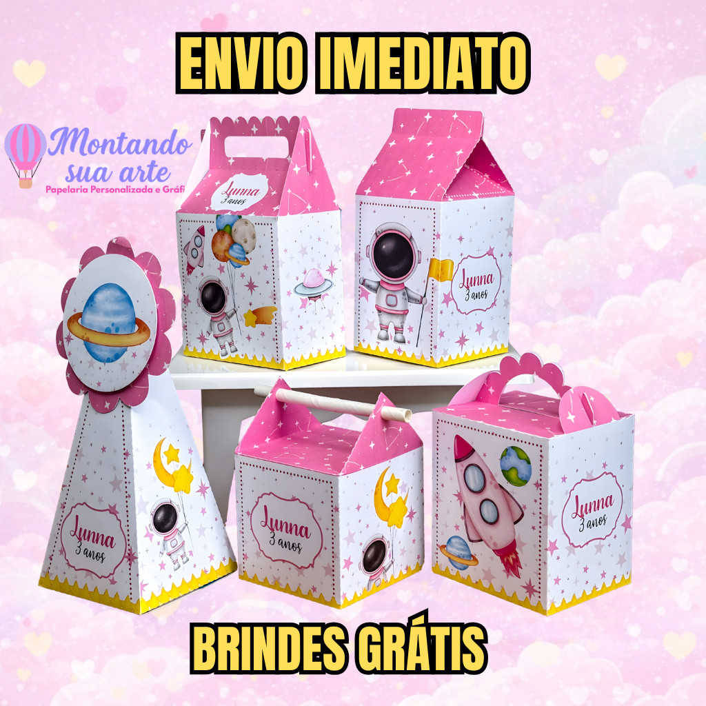 Caixinhas Personalizadas Astronauta Menina| Lembrancinha Festa | FAZEMOS QUALQUER TEMA - ENVIO RÁPIDO ENVIO IMEDIATO