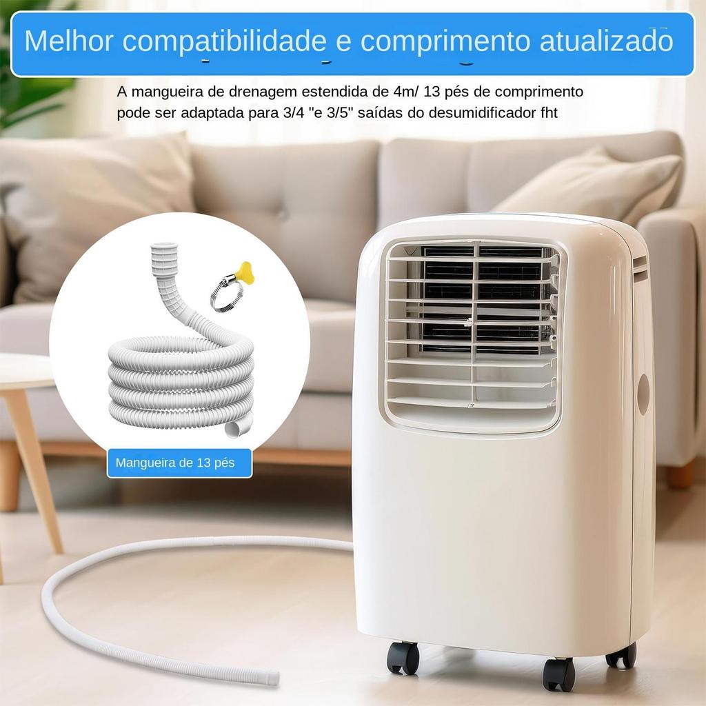 Mangueira Universal Desumidificador De Drenagem Alongar 15-20mm Tubo Ondulado Cortável Branco 3/4 Metros heqoibr