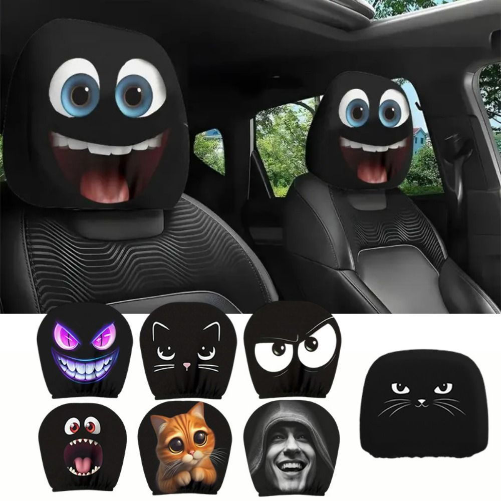 2 Peças de Capas para Apoio de Cabeça de Carro, Decorações Estilosas, Capa Lavável com Estampa de Desenho Animado