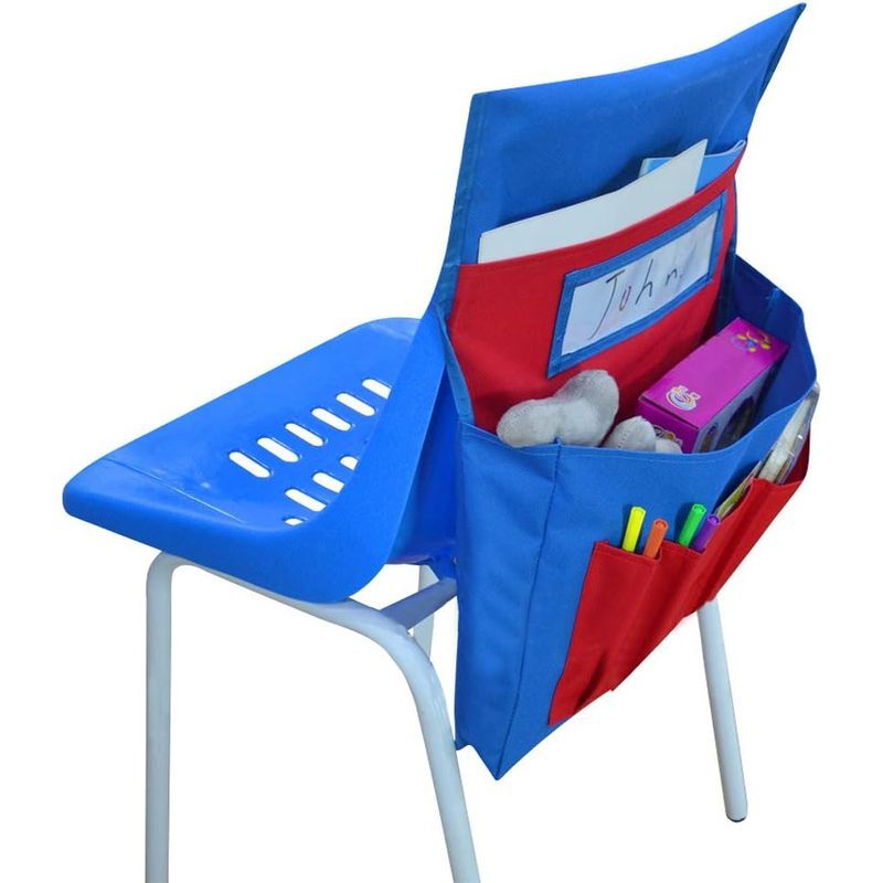 Bolso Traseiro Para Cadeira Bolsa De Armazenamento De Escola 6 Bolsos Organizador Sala De Aula Lápis Amigos Com Etiqueta