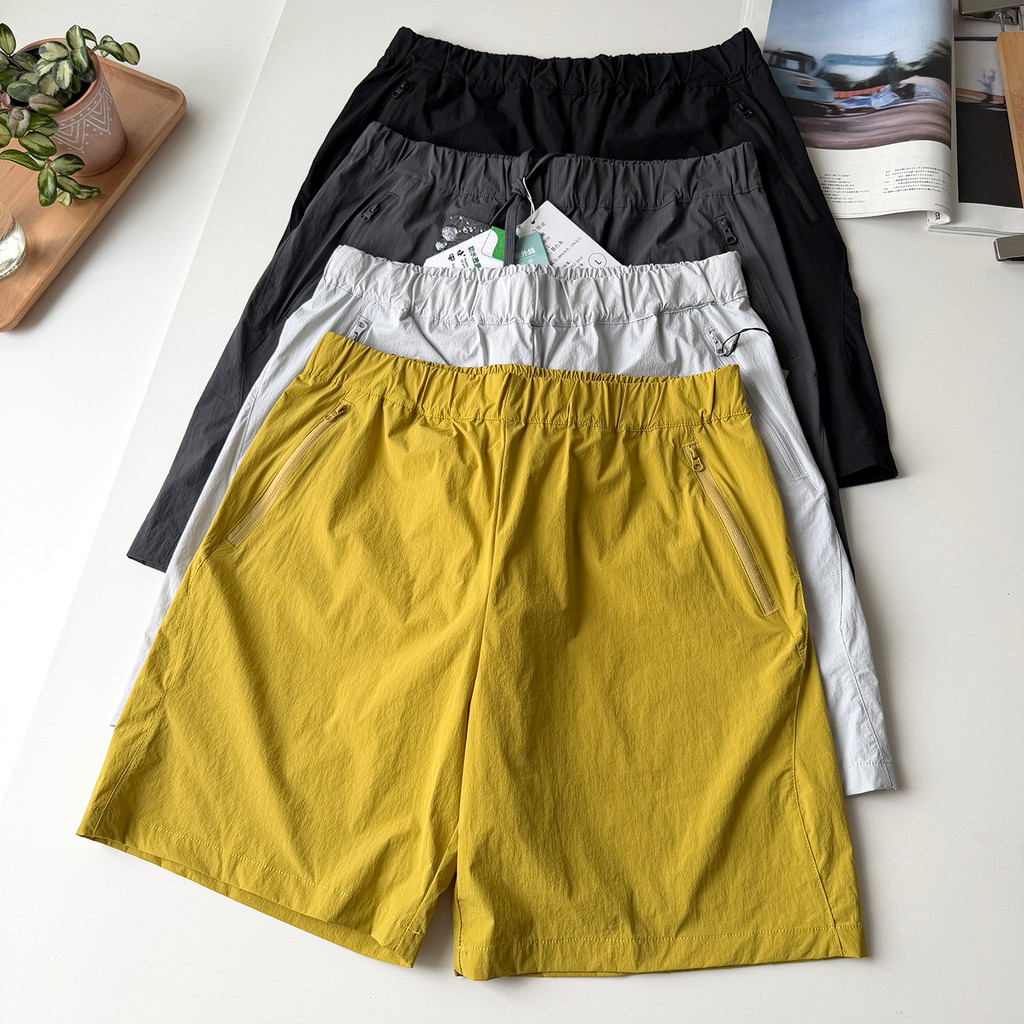 Nylon + elastano cabelo elástico ao ar livre tecido verão masculino leve respirável de secagem rápida Shorts esportivos 