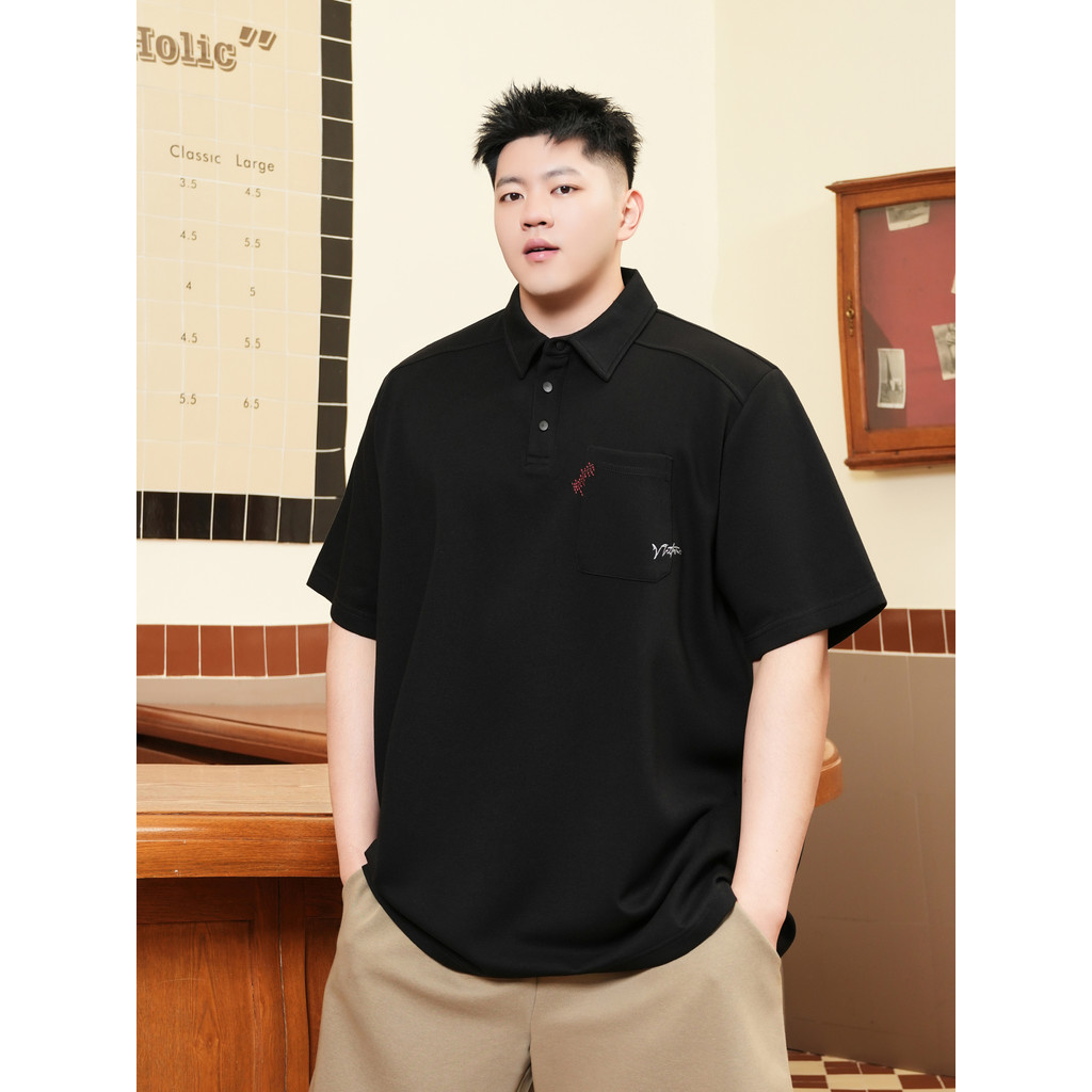 THE PANG Street Wear Plus Size Masculino Desgaste Verão Gordo Solto Casual Camisa polo de Manga Curta Masculina Plus Fat