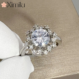 ❤ Duas cores Original ajustável ouro branco brilhante anel de floco de neve feminino romântico Moissanite jóias