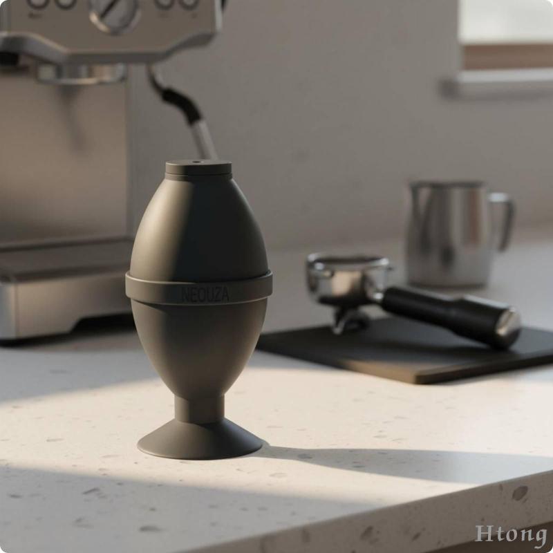 [Htong] Ventilador De Disco De Café De Silicone Preto Portátil Soprador De Ar Removedor De Borras Base Plana Fole Longa 