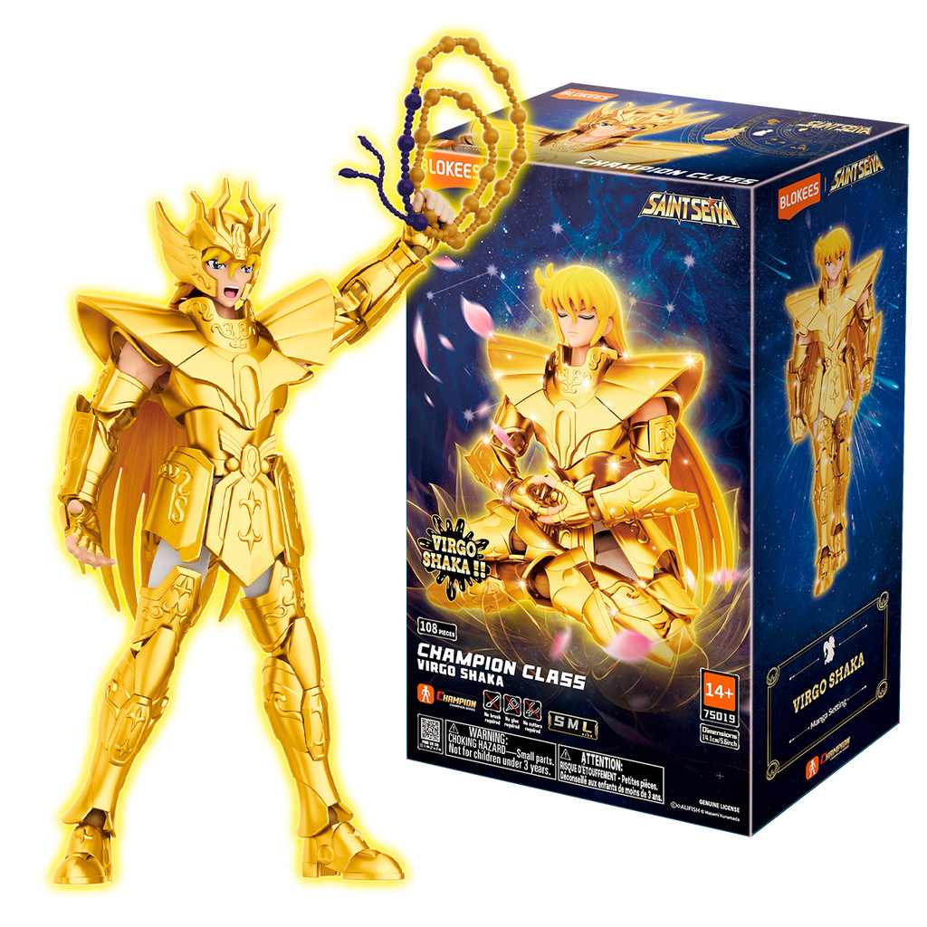 Boneco Montável Blokees Saint Seiya Champion Class Virgo Shaka Colecionável Model Kit Pré-venda