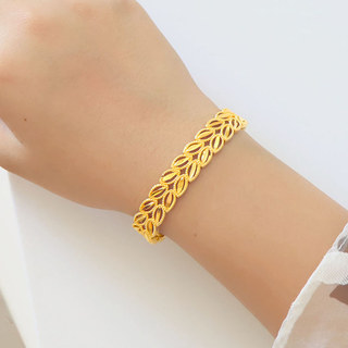 Vietnam areia ouro trigo orelha pulseira feminina simulação banhado a ouro banhado a ouro pulseira aberta oco ouro pulse