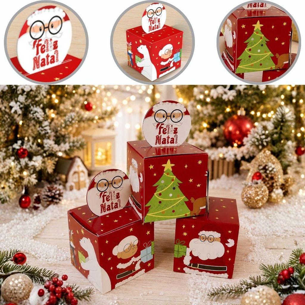 10 MINI CAIXA LEMBRANCINHA POP UP NATAL 7X7X7 DIVERTIDO 6261 ( NATAL IDEIA 2026 )
