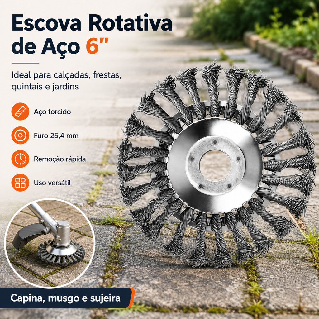 Escova De Aço Rotativa Para Roçadeira 150mm Disco Metal Resistente Furo Central 25.4mm Para Limpeza Rural