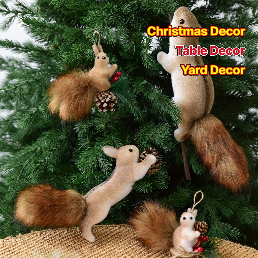 1 unidade, Enfeite de Natal, Decoração de Esquilo Realista e Adorável, Adequado para Decoração de Árvore de Natal, Decor