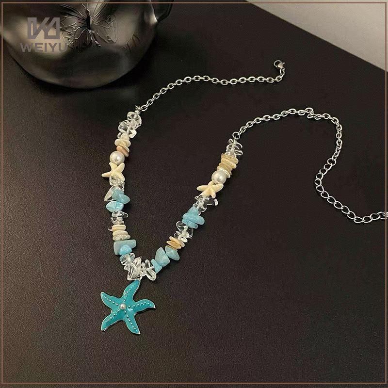 WEIYU Minimalista Oceano Temático Nelace Estrela Do Mar Concha Pérola Pingente Fino Elegante Jóias Para Mulheres Escritó