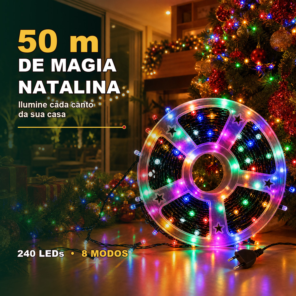 Pisca Pisca Natalino Cordão 240 leds 50 Metros Cordas À Prova D'água 8 Modos Para Árvore De Christmas enfeites de natal