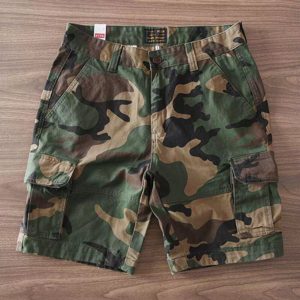 Trabalho Wearable camuflagem macacão quarto Shorts masculino americano Retro Multi-bolso resistente ao desgaste resisten