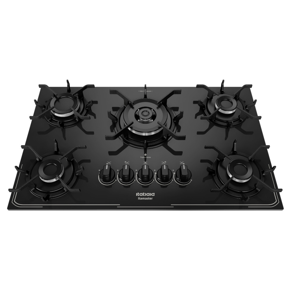 Cooktop a Gás 5 Bocas Itatiaia Itamaster Tripla Chama Preto Bivolt