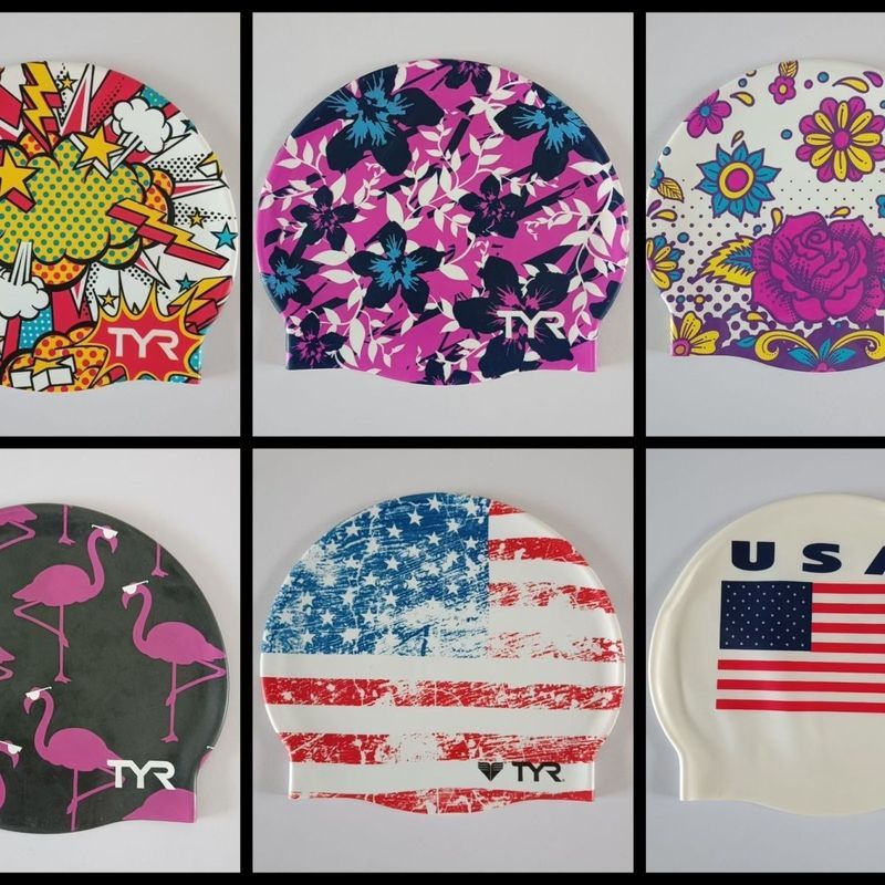 Moda impressa touca de natação profissional Silicone não-estrangulamento masculino feminino adulto tamanho único touca d