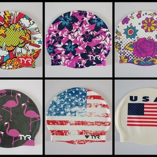 Moda impressa touca de natação profissional Silicone não-estrangulamento masculino feminino adulto tamanho único touca d
