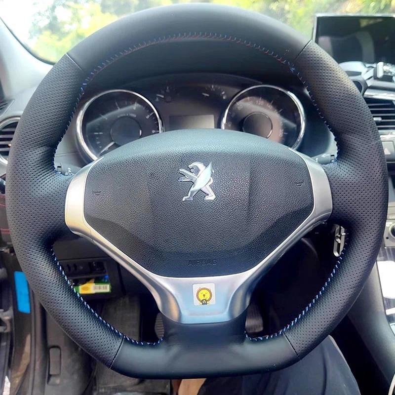 Para Peugeot 3008 2013-2015 DIY Ultra-Fino Antiderrapante Respirável Capa De Volante De Couro Interior Do Carro Peças De