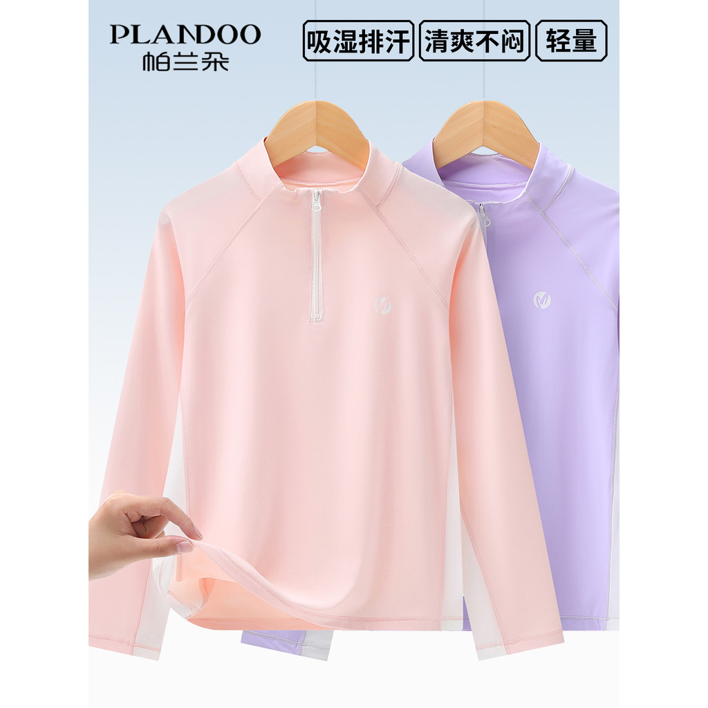 Meninas esportes de manga comprida camiseta primavera outono novas crianças meio zíper topo adolescentes grandes criança