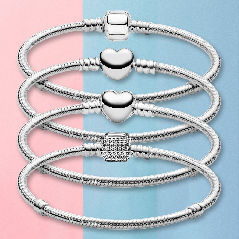 Pulseira original de prata esterlina com um revestimento encantador, adequada como presente para mulheres, joia colorida