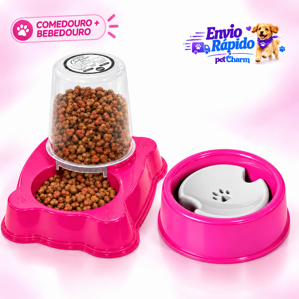 Comedouro Automático Alimentador Cachorro Gato 1,5 L Bebedouro Pelos Longos Bebedouro Pet