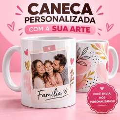 Caneca Personalizada com Sua Arte Foto Logo ou Frase em Porcelana 325 ml – Presente Personalizado