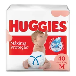 Fralda Descartável Huggies Máxima Proteção M - 40 Un