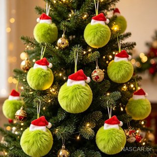 Bolas Natalinas de Pelúcia Ecológica Não Soltam Pelo, Enfeites Seguros para Árvore de Natal