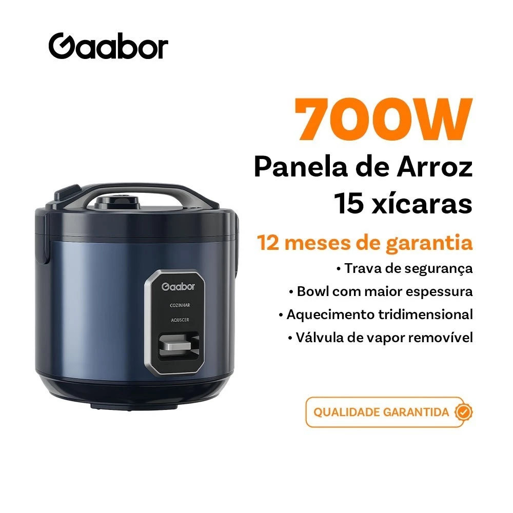 Gaabor Panela de Arroz Elétrica 700W 15 Xícaras Antiaderente Cozinha RC-50M01A