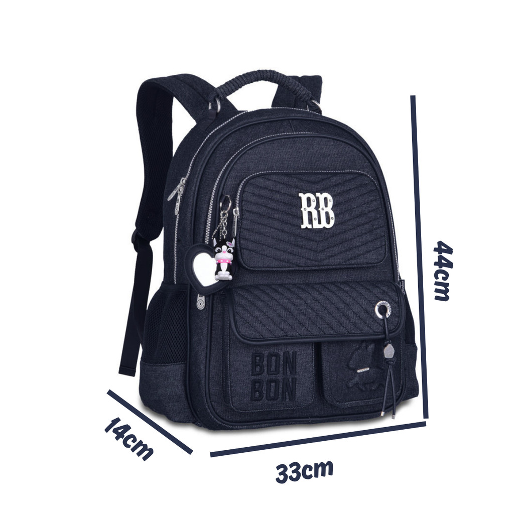 Kit de Mochila Costas,Lancheira e Estojo Rebecca Bonbon Jeans- Clio Style — imagem 2 de 2
