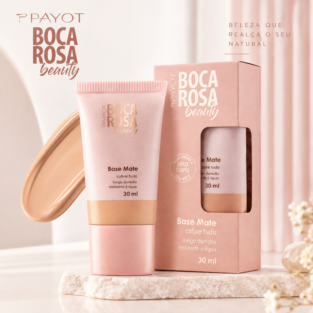 BasBase Matte Boca Rosa Beauty By Payot 30ml – Alta Cobertura, Longa Duração e Efeito Matte