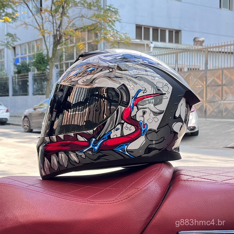 Capacete de motocicleta com lente dupla, modelo integral para homens, capacete para condução de moto, capacete de motocr