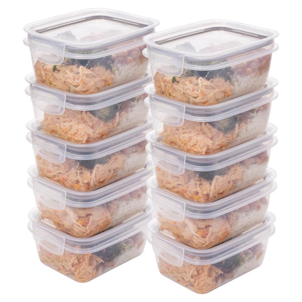 Kit 10 Potes Marmitas Hermética Fitness Alimentos Micro ondas Freezer Transparente 910 ml Plasútil