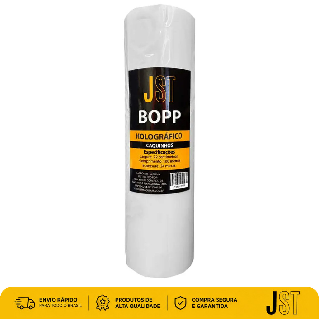 Plástico BOPP Holográfico 3D Caquinhos 22cm x 100m 24 Micras JST Laminação